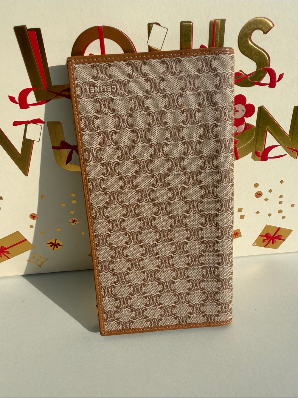 Celine Brown Triomphe Canvas Long Wallet with Gold Accent - Picture 9 of 9